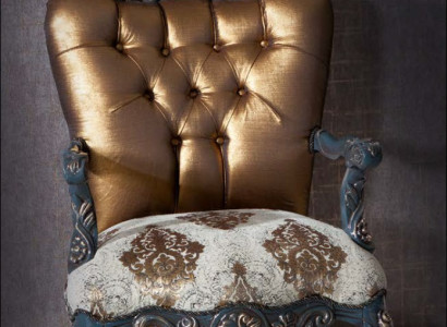 Chesterfield Design Sessel mit goldener Rückenlehne für Wohnzimmer